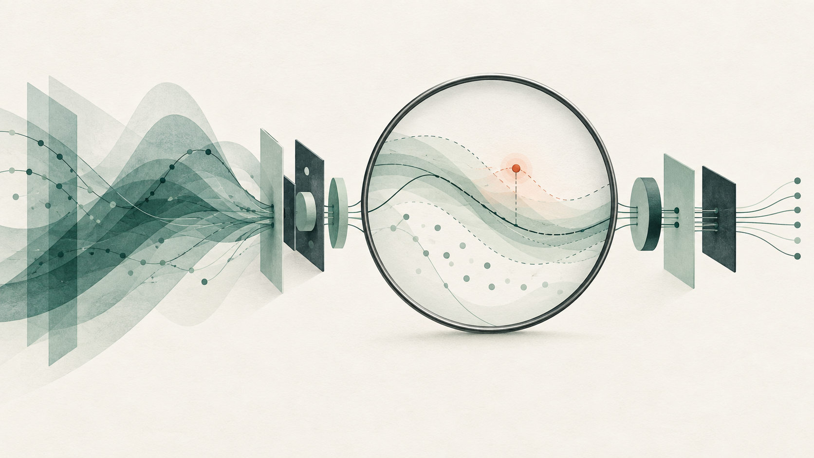 A statistical model being examined closely to reveal uncertainty, assumptions and an anomalous result